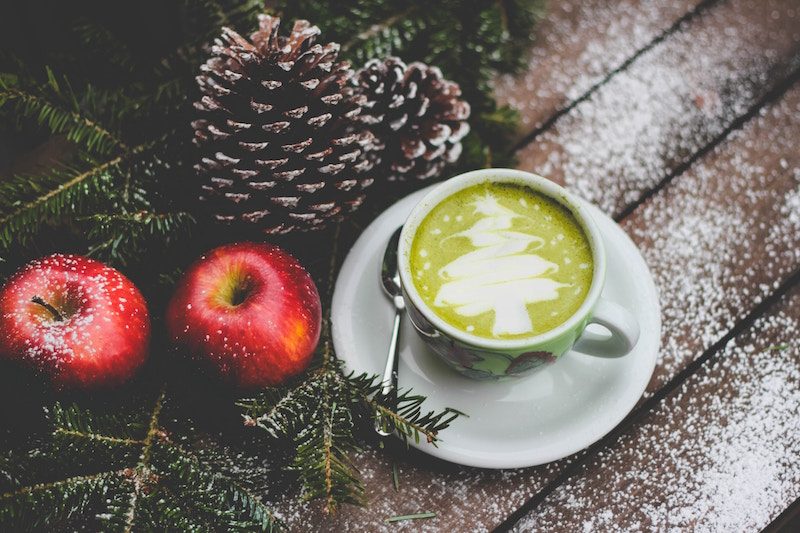 Coffee Cup on Christmas decorated table