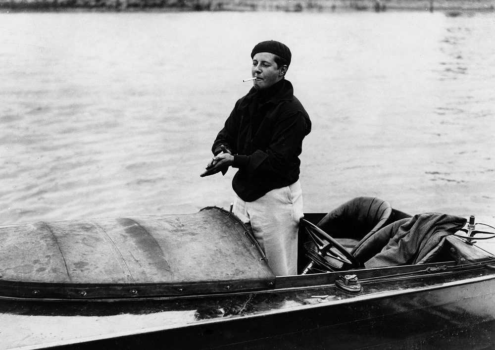 Joe Carstair on her speed boat Joe Carstair on her speed boat
