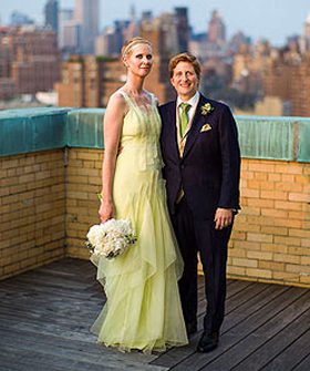 Cynthia Nixon and Christine Marinoni on their wedding day Cynthia Nixon and Christine Marinoni on their wedding day