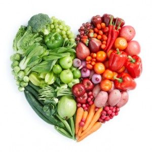 heartshape of fruit and vegetables